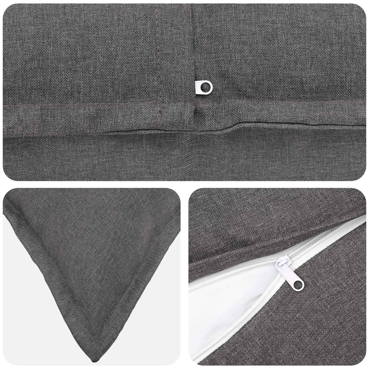 Cushion with Pillow HOUTEN 2 pcs Light Grey Faux Linen