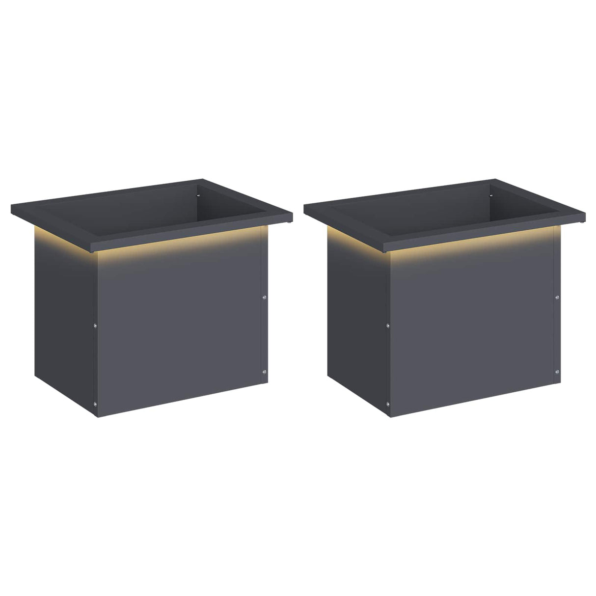 Garden Planter with LED 2 pcs Antracite 30 x 40 x 30 cm Steel