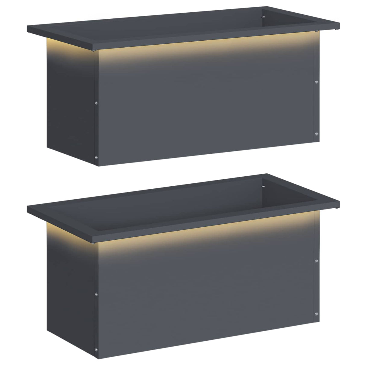 Garden Planter with LED 2 pcs Antracite 30 x 60 x 30 cm Steel