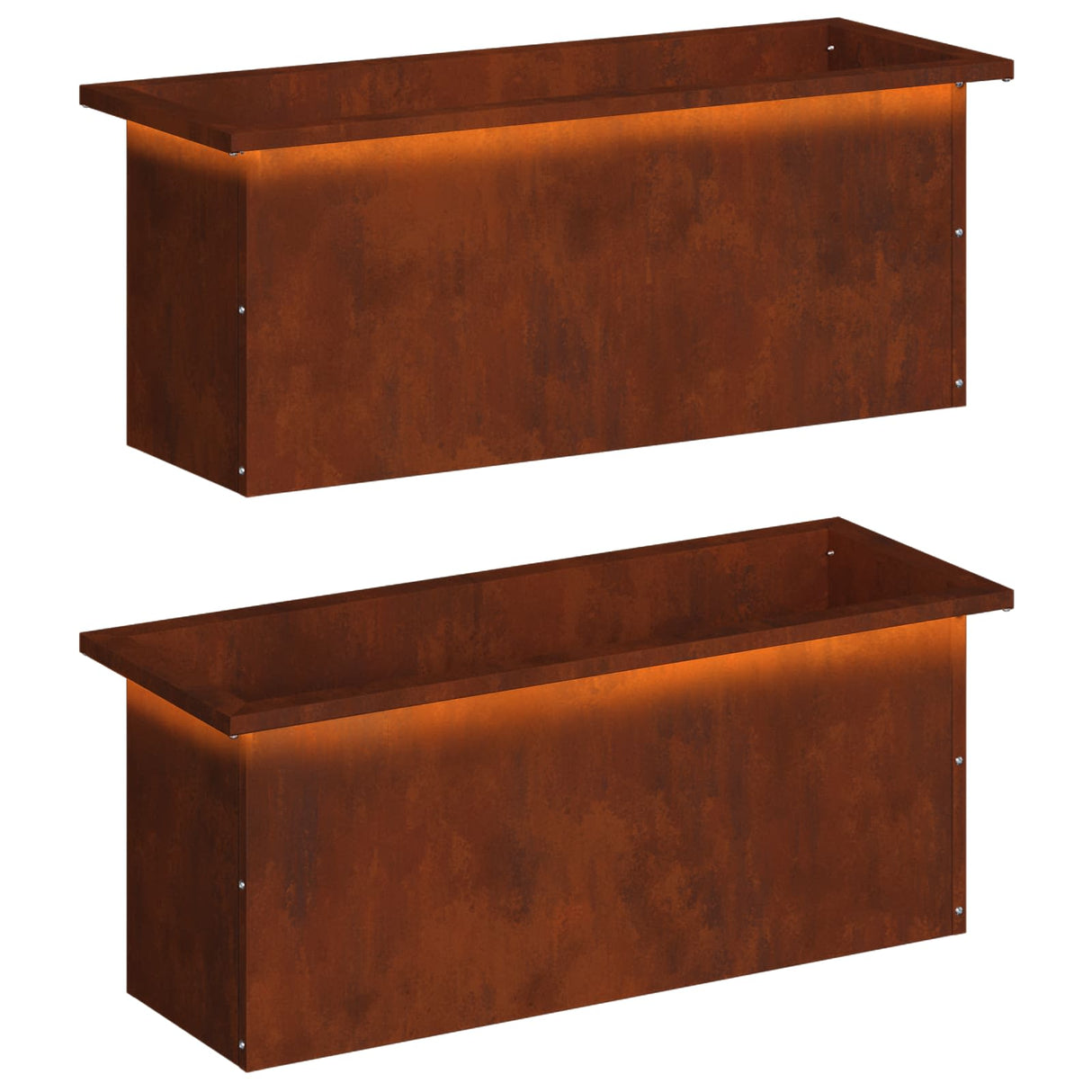 Garden Planter with LED 2 pcs Rusty 30 x 80 x 30 cm