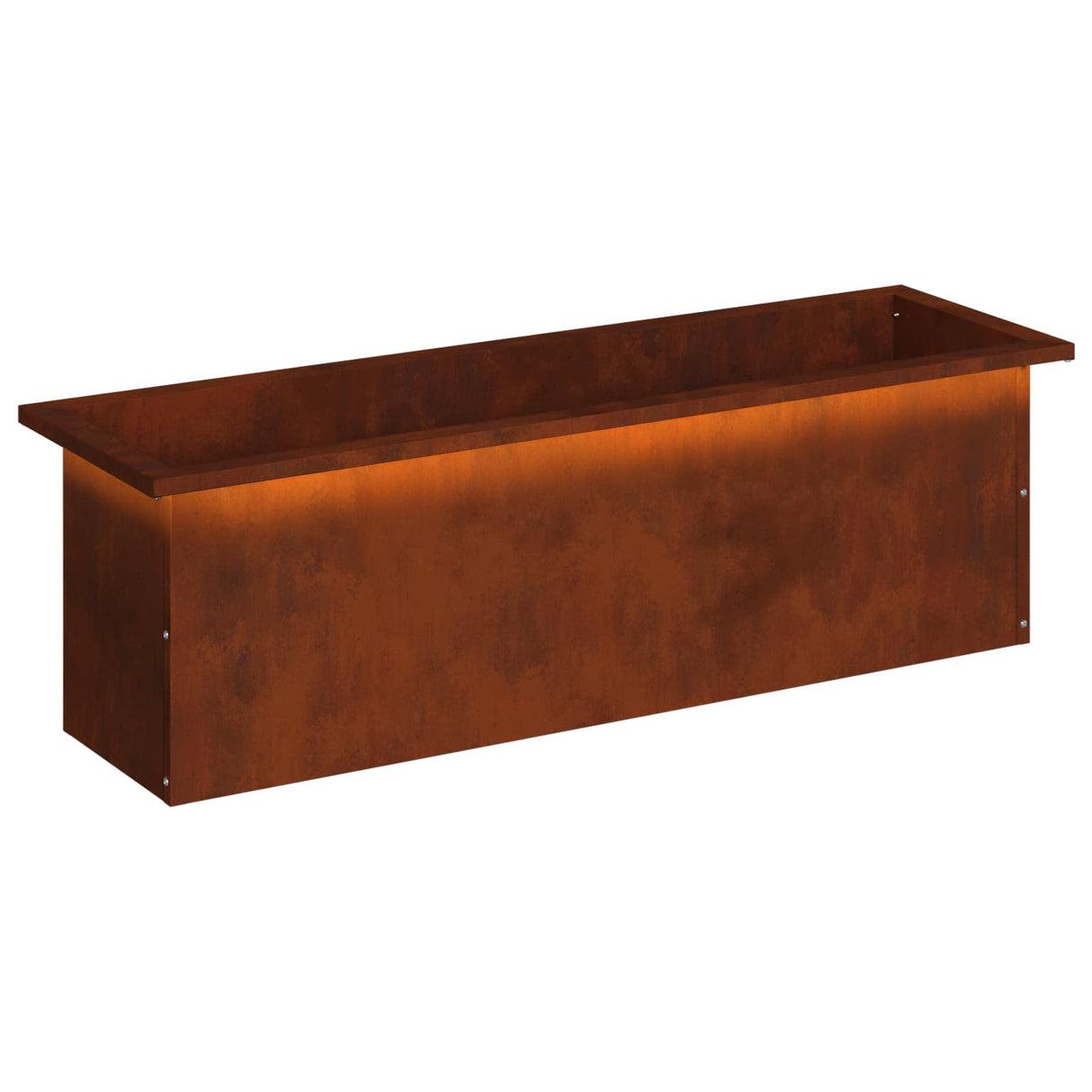 Garden Planter with LED Rusty 30 x 100 x 30 cm Weathering Steel