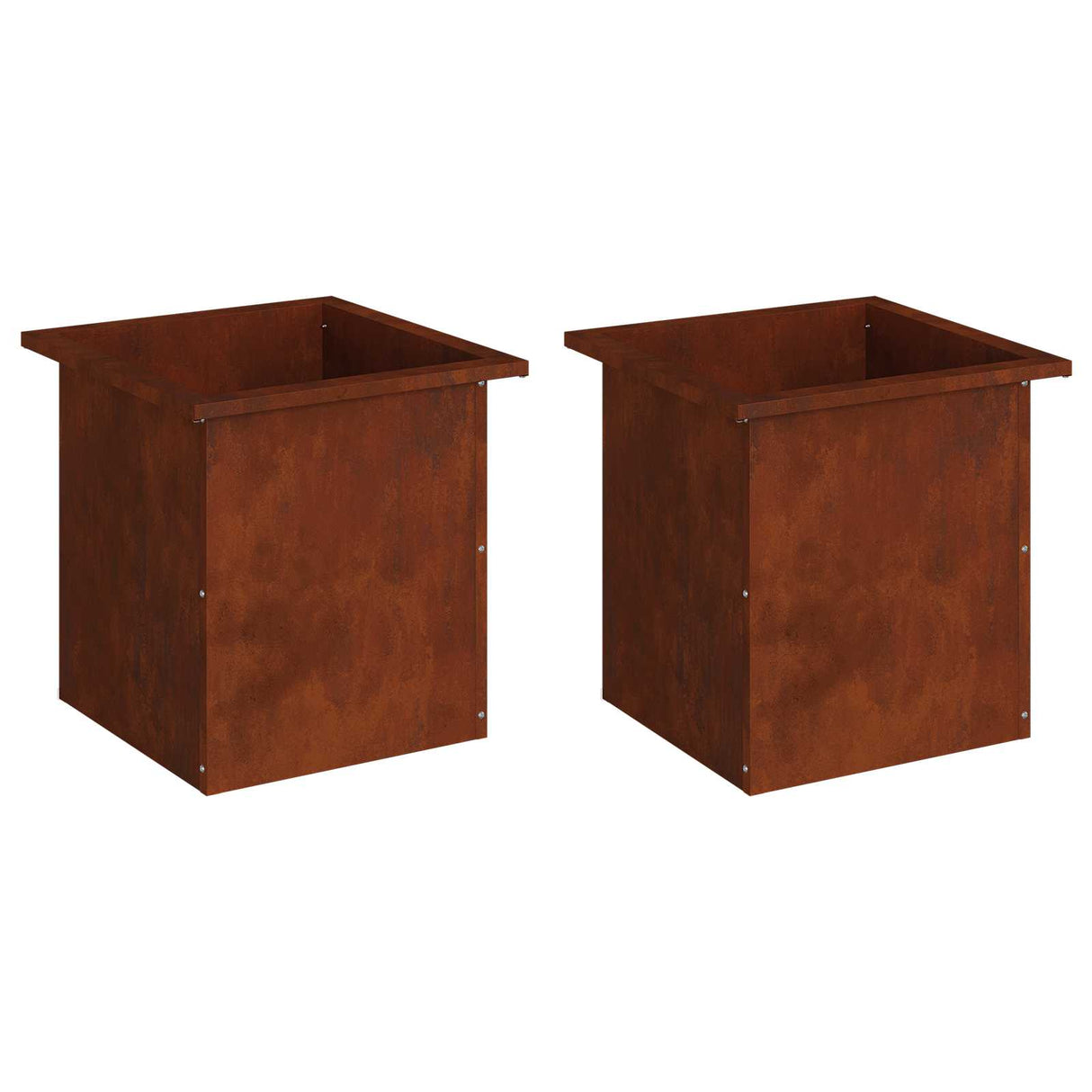 Garden Planter with LED 2 pcs Rusty 40 x 40 x 40 cm