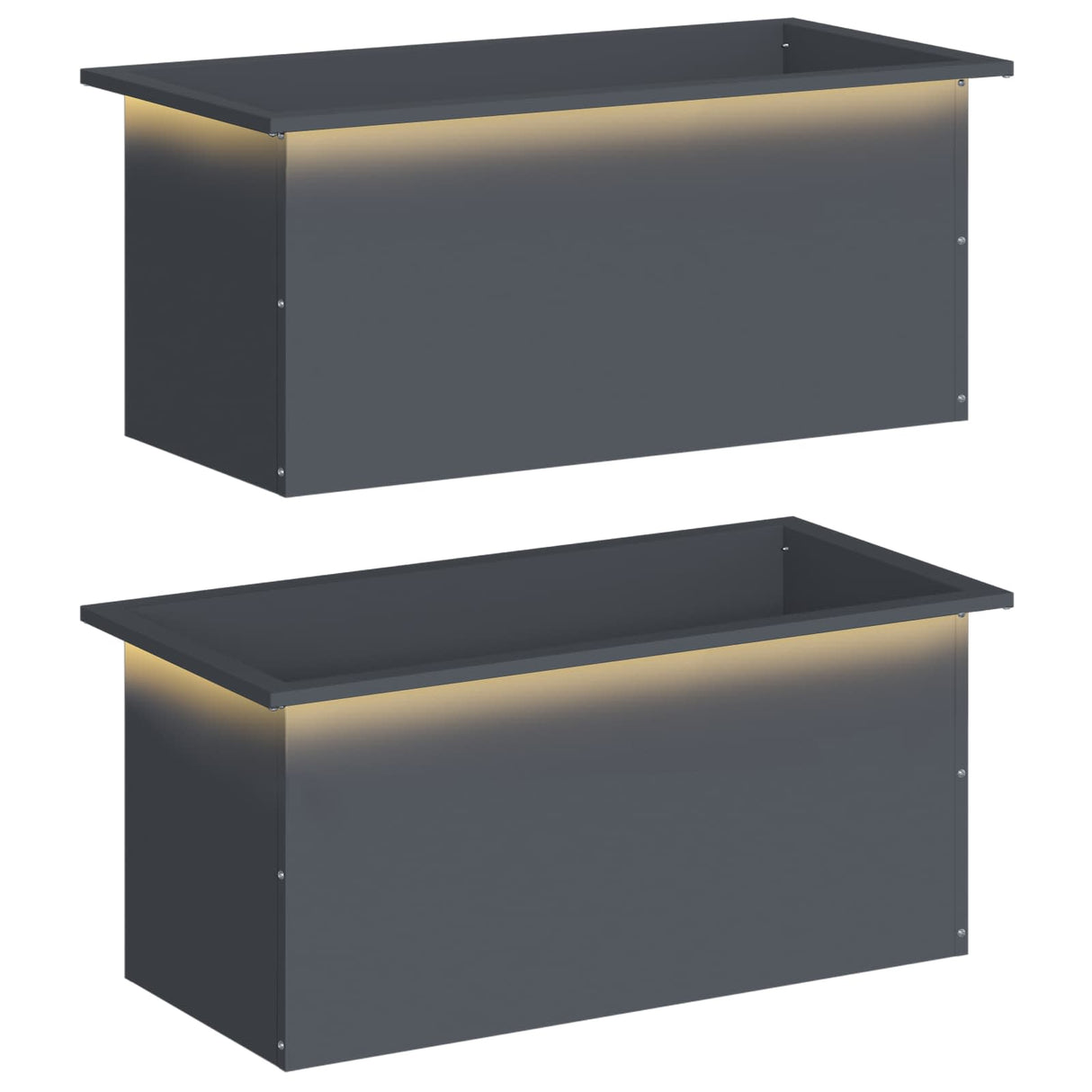 Garden Planter with LED 2 pcs Antracite 40 x 80 x 40 cm Steel