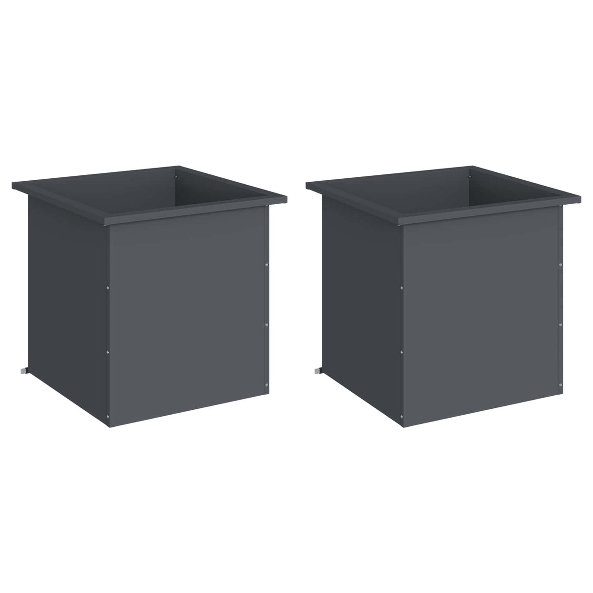Garden Planter with LED 2 pcs Antracite 50 x 50 x 48 cm Steel