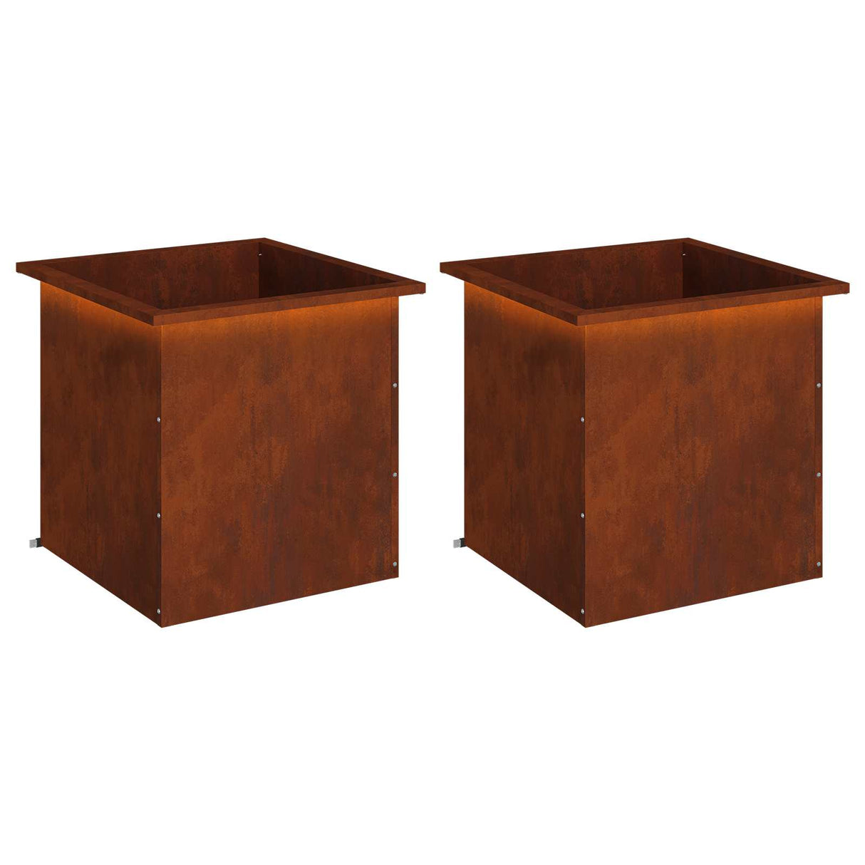 Garden Planter with LED 2 pcs Rusty 50 x 50 x 48 cm