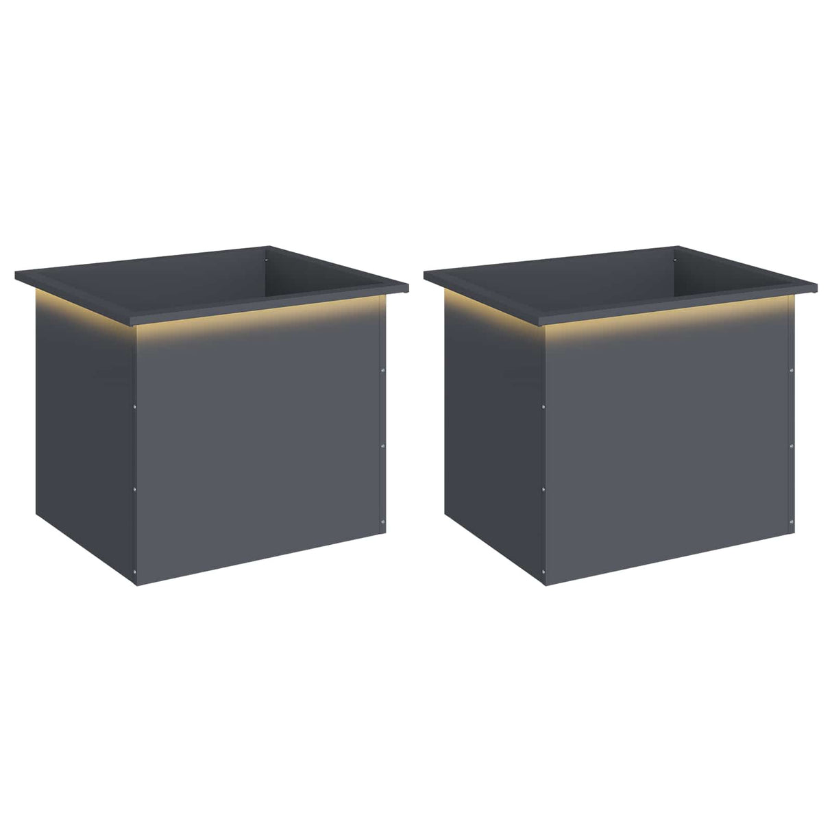 Garden Planter with LED 2 pcs Antracite 50 x 60 x 48 cm Steel