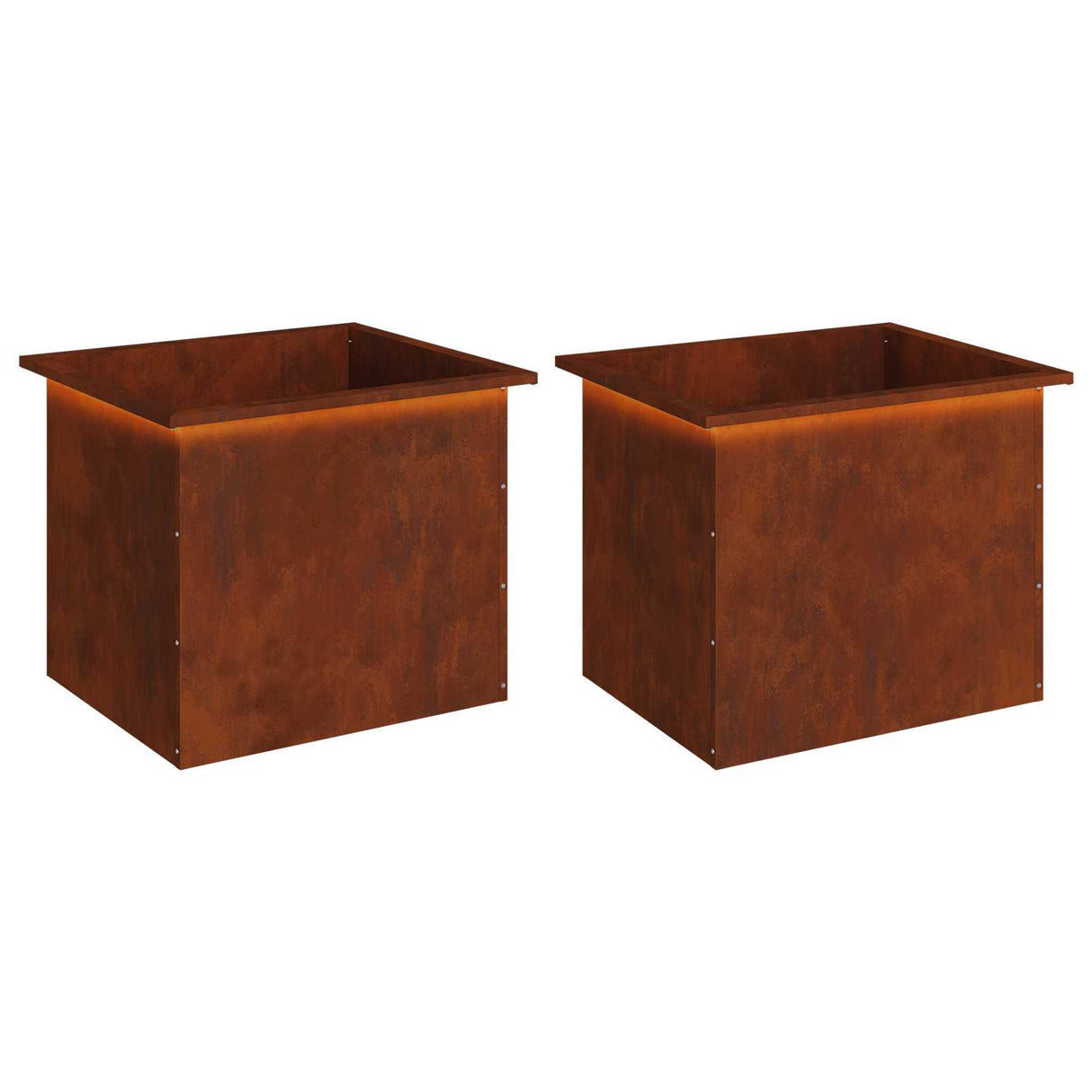 Garden Planter with LED 2 pcs Rusty 50 x 60 x 48 cm