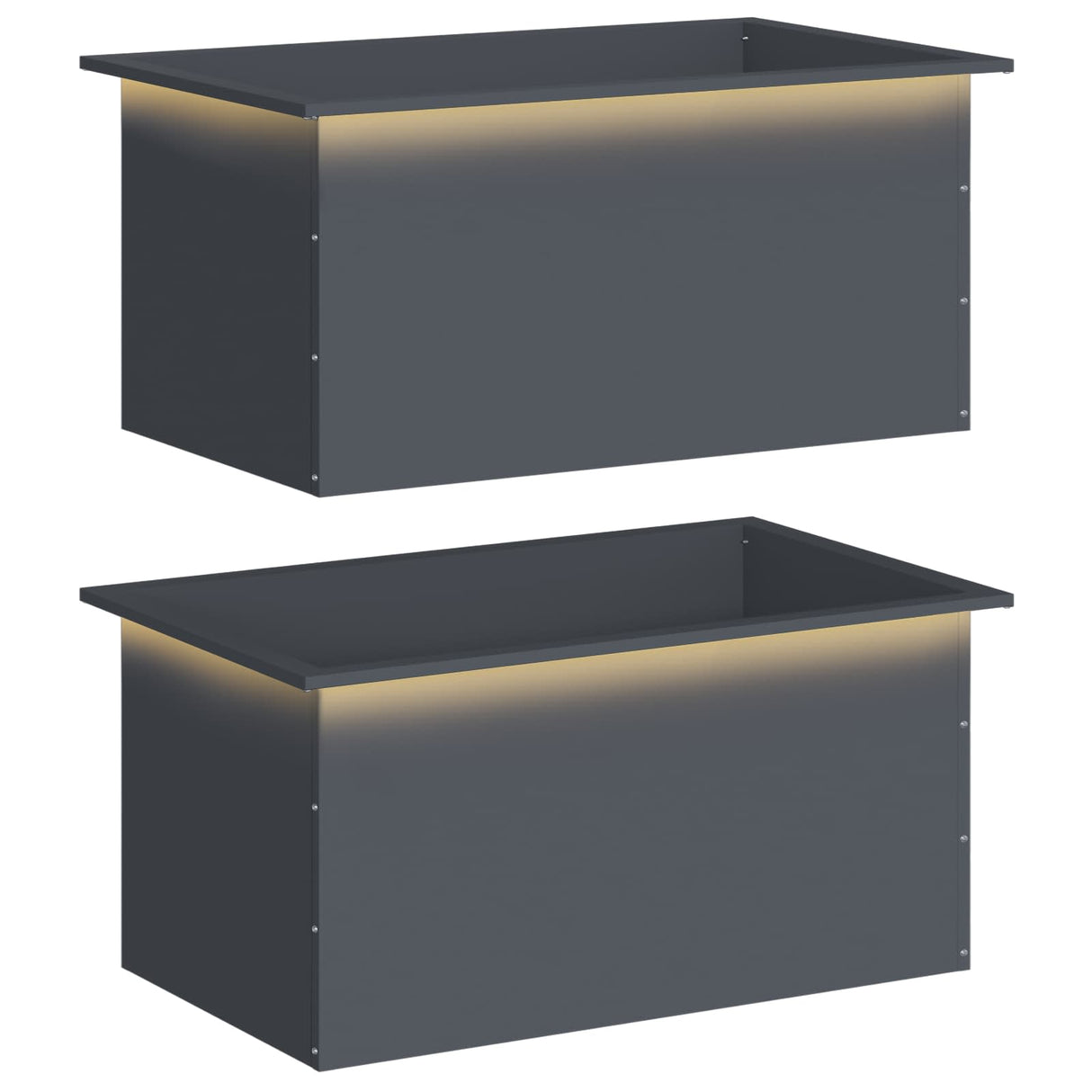 Garden Planter with LED 2 pcs Antracite 50 x 80 x 48 cm Steel
