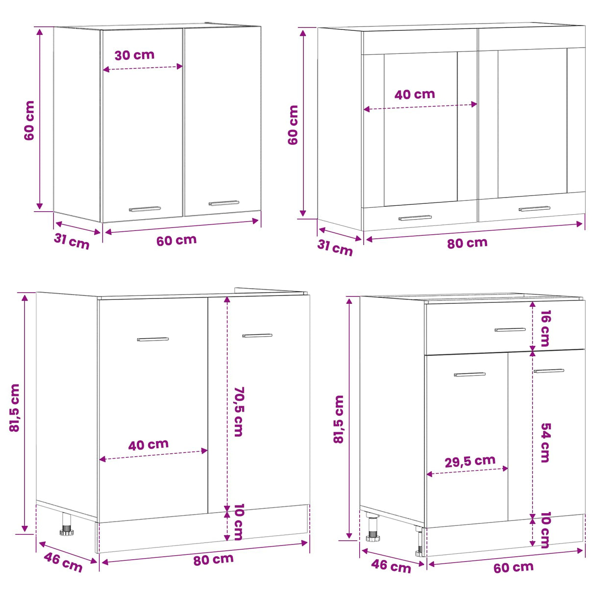 Kitchen Unit Lyon 4 pcs Black Oak Engineered Wood