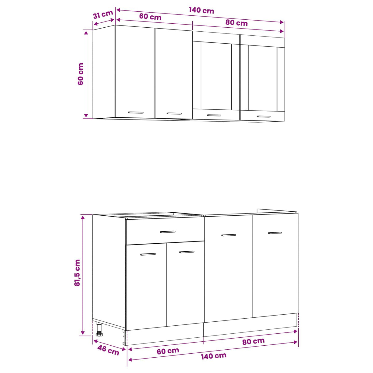 Kitchen Unit Lyon 4 pcs Black Oak Engineered Wood