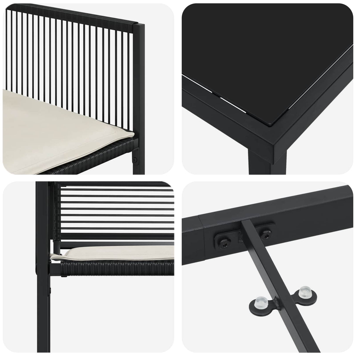 Garden Dining Set 5 pcs Black Poly Rattan