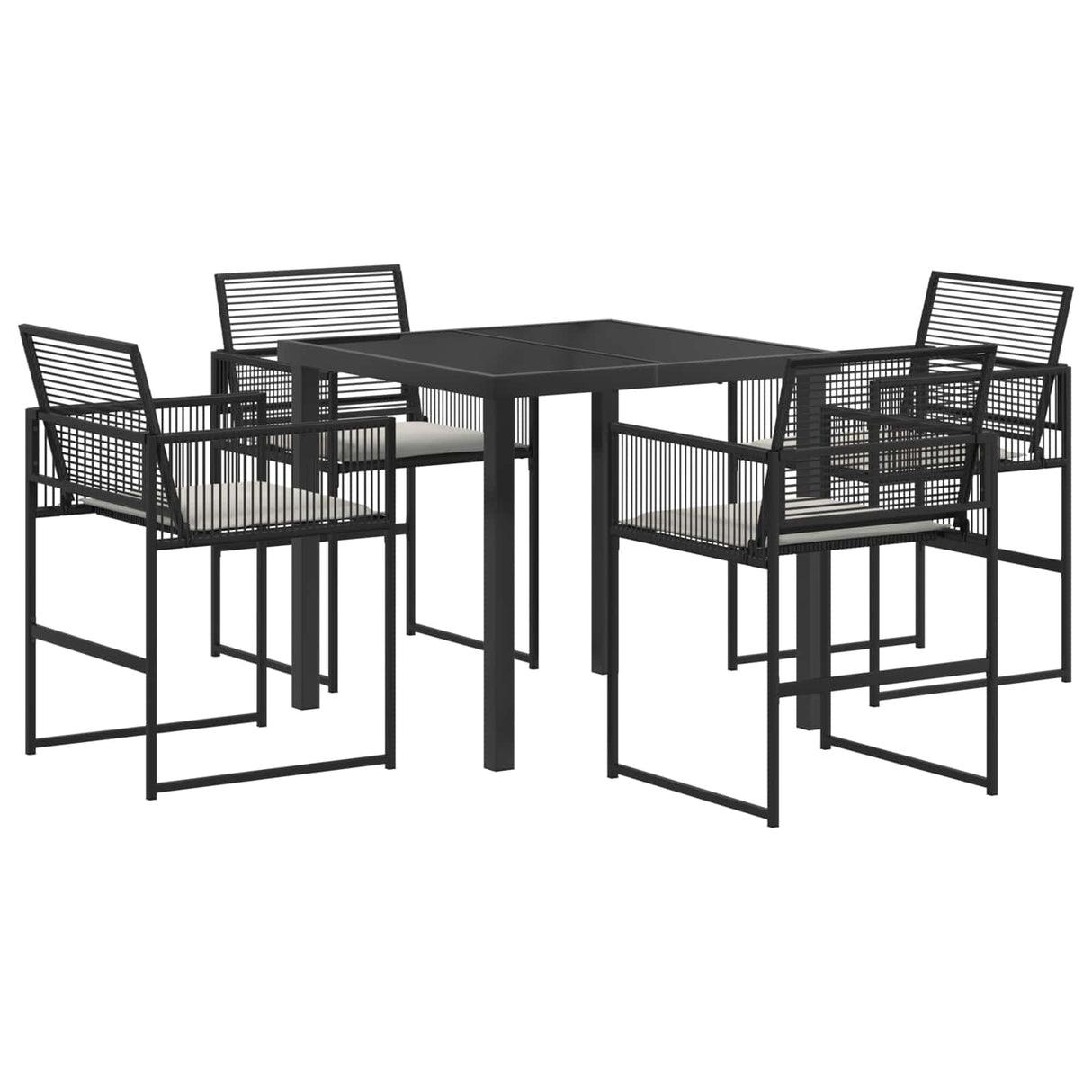 Garden Dining Set 5 pcs Black Poly Rattan