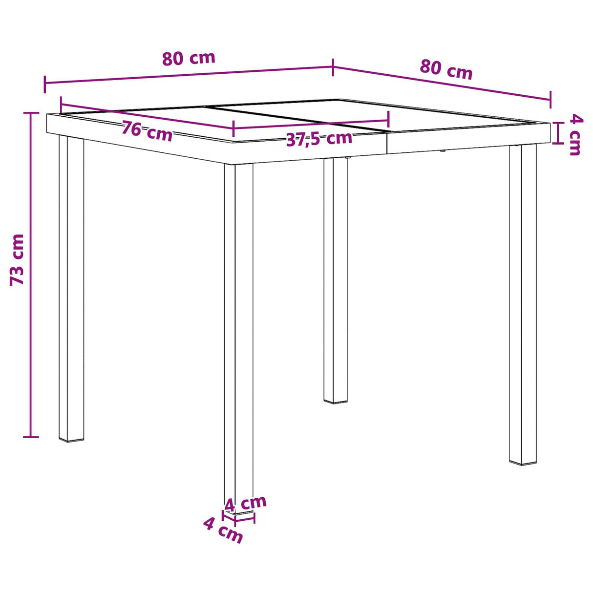 Garden Dining Set 5 pcs Black and Dark grey 80 x 80 x 73 cm