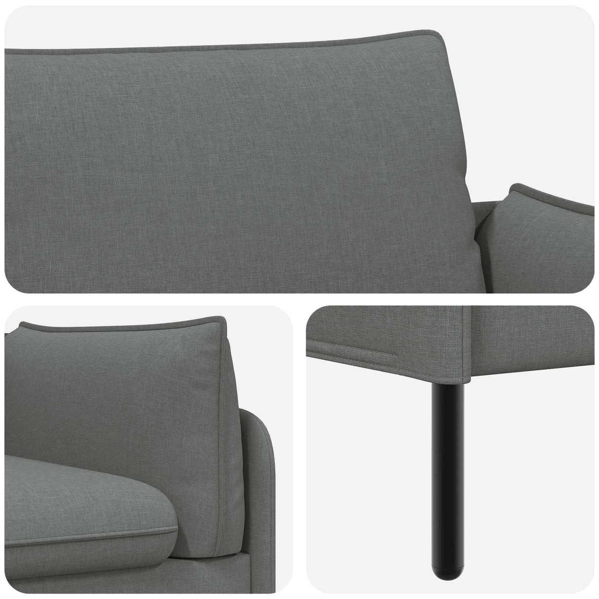 2-Seater Sofa Dark Grey 188 x 81 x 89 cm Fabric