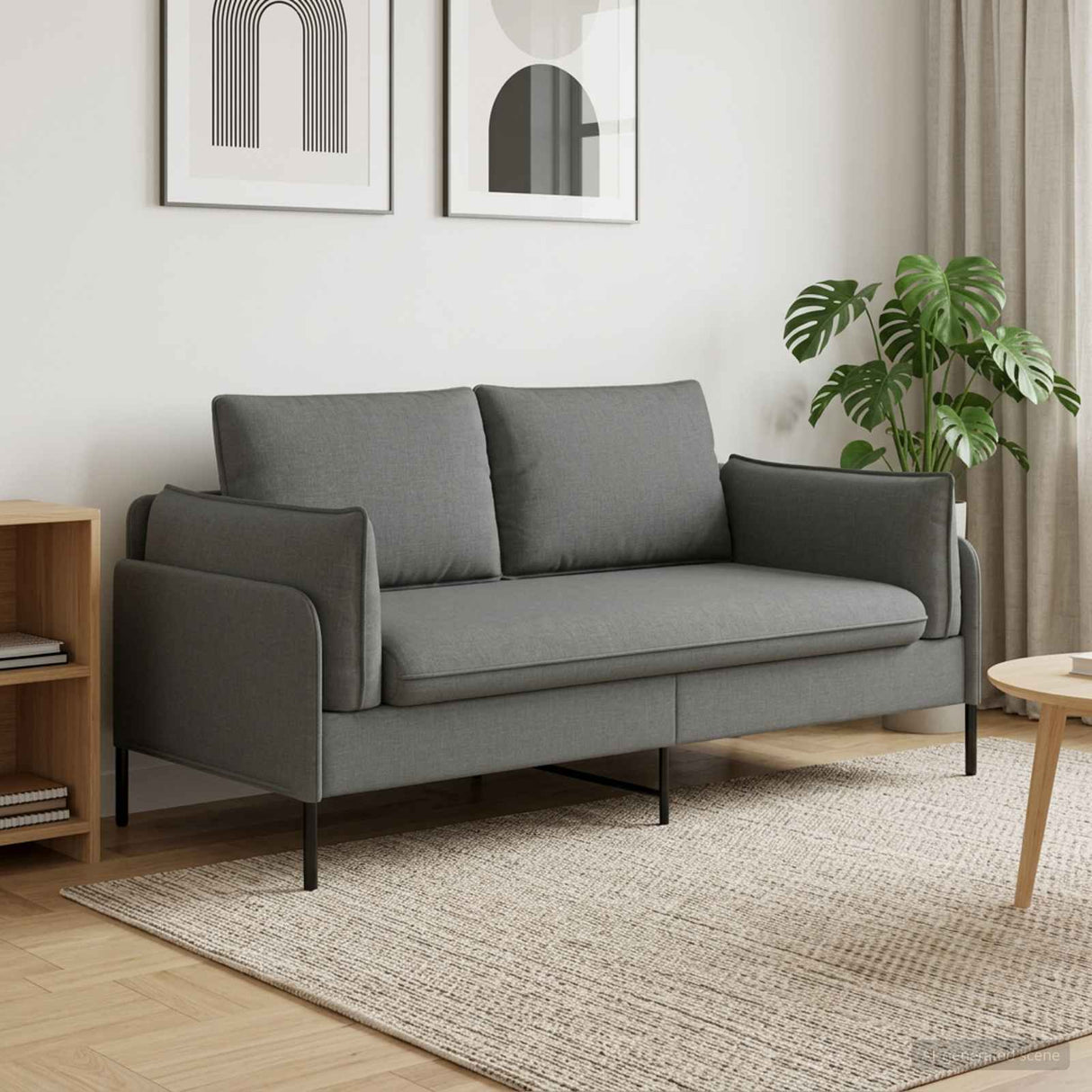 2-Seater Sofa Dark Grey 188 x 81 x 89 cm Fabric