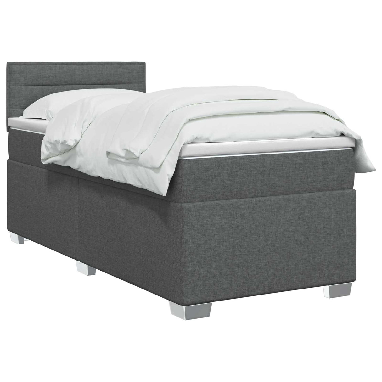 Box Spring Bed with Mattress Dark Grey 107 x 203 cm Fabric