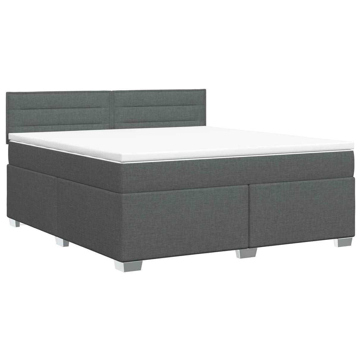 Box Spring Bed with Mattress Dark Grey 152 x 203 cm Fabric