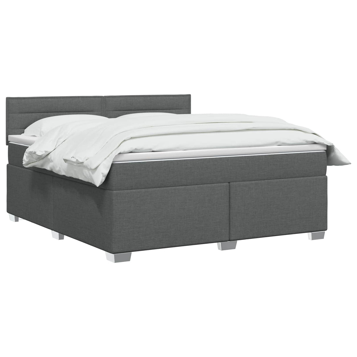 Box Spring Bed with Mattress Dark Grey 152 x 203 cm Fabric