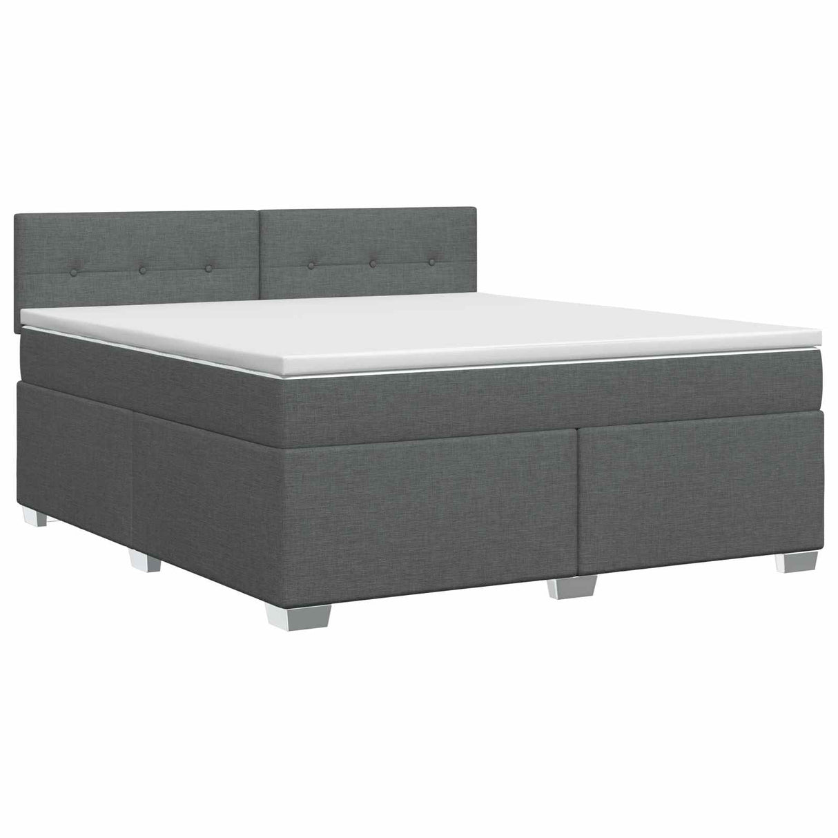 Box Spring Bed with Mattress Dark Grey 152 x 203 cm Fabric
