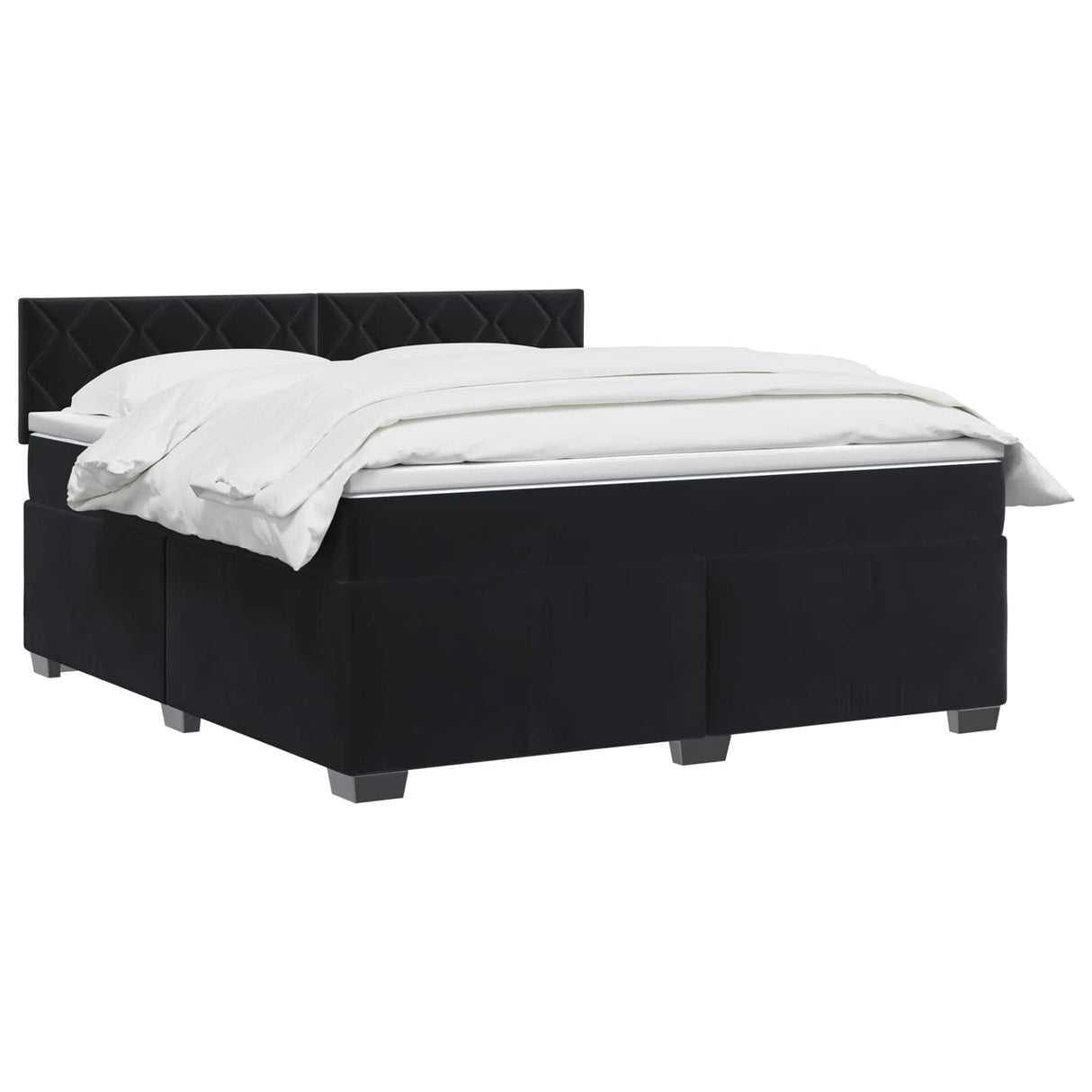 Box Spring Bed with Mattress Black 137 x 190 cm Velvet