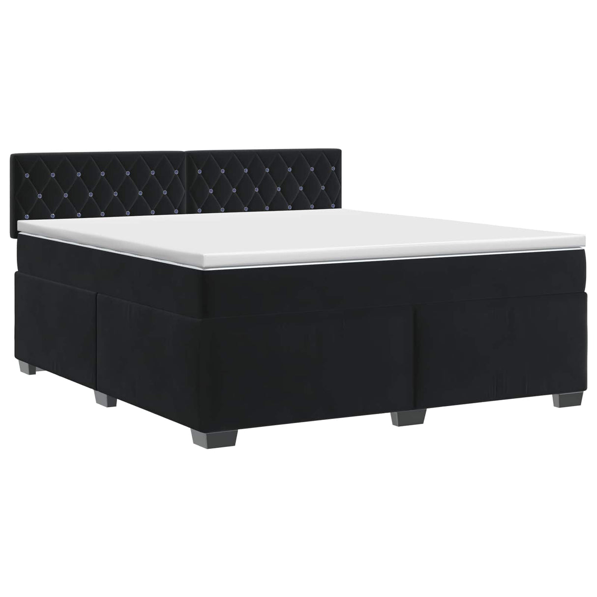 Box Spring Bed with Mattress Black 153 x 203 cm Velvet