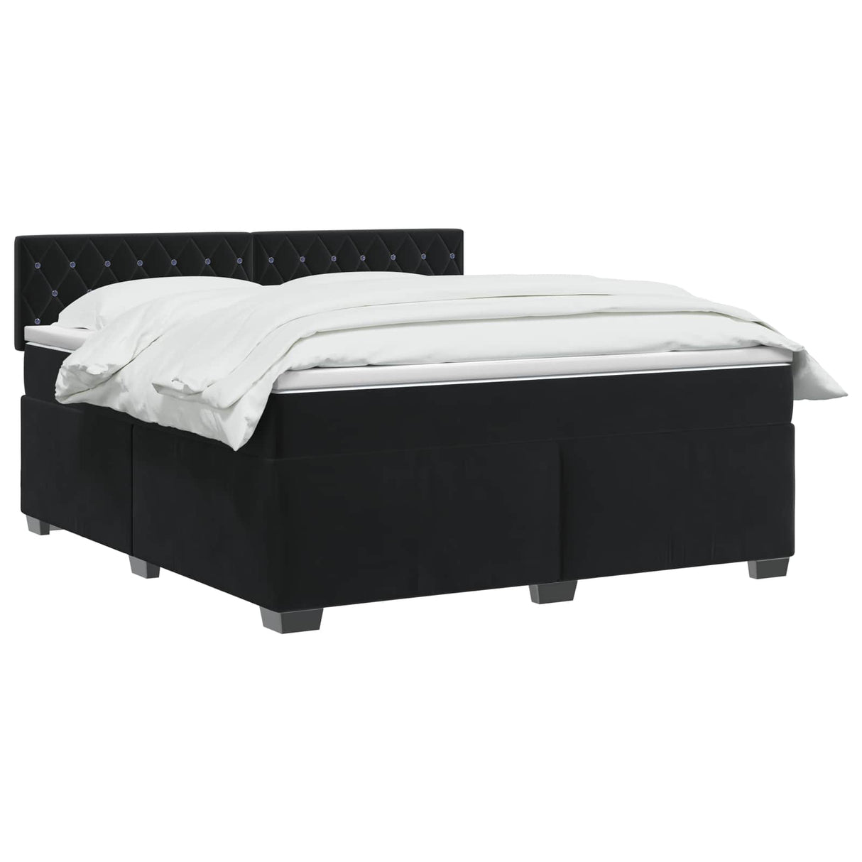 Box Spring Bed with Mattress Black 153 x 203 cm Velvet