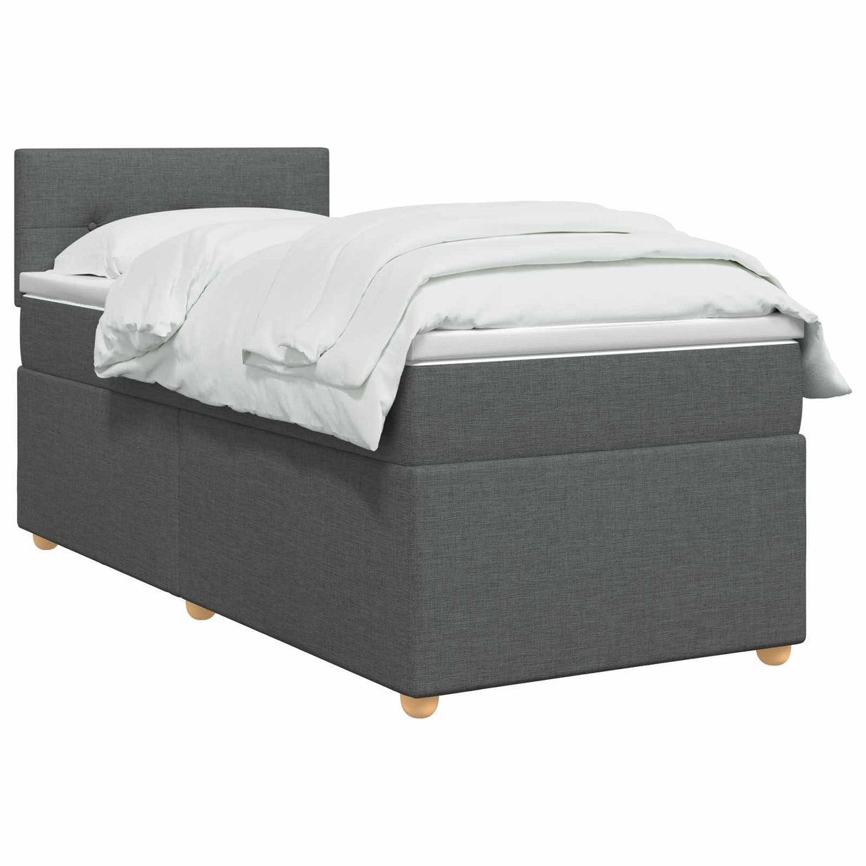 Box Spring Bed with Mattress Dark Grey 107 x 203 cm Fabric