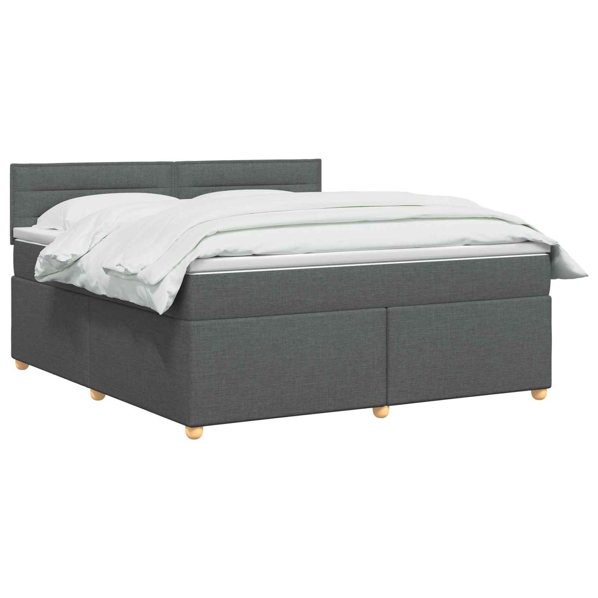 Box Spring Bed with Mattress Dark Grey 137 x 190 cm Fabric