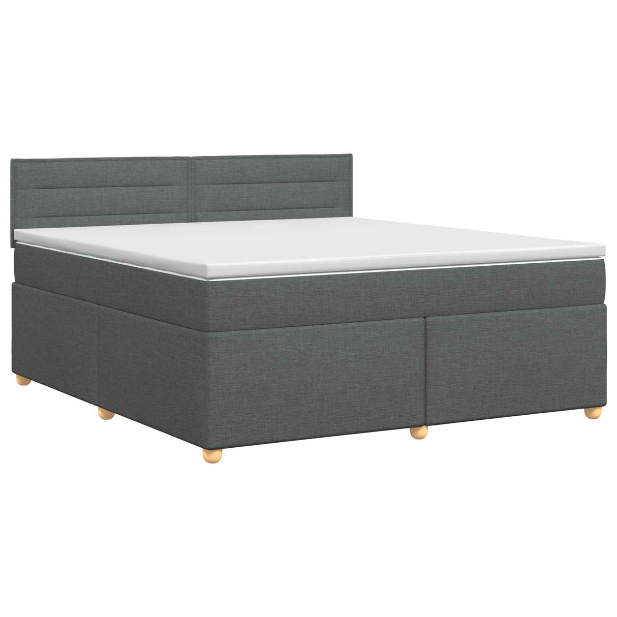 Box Spring Bed with Mattress Dark Grey 153 x 203 cm Fabric