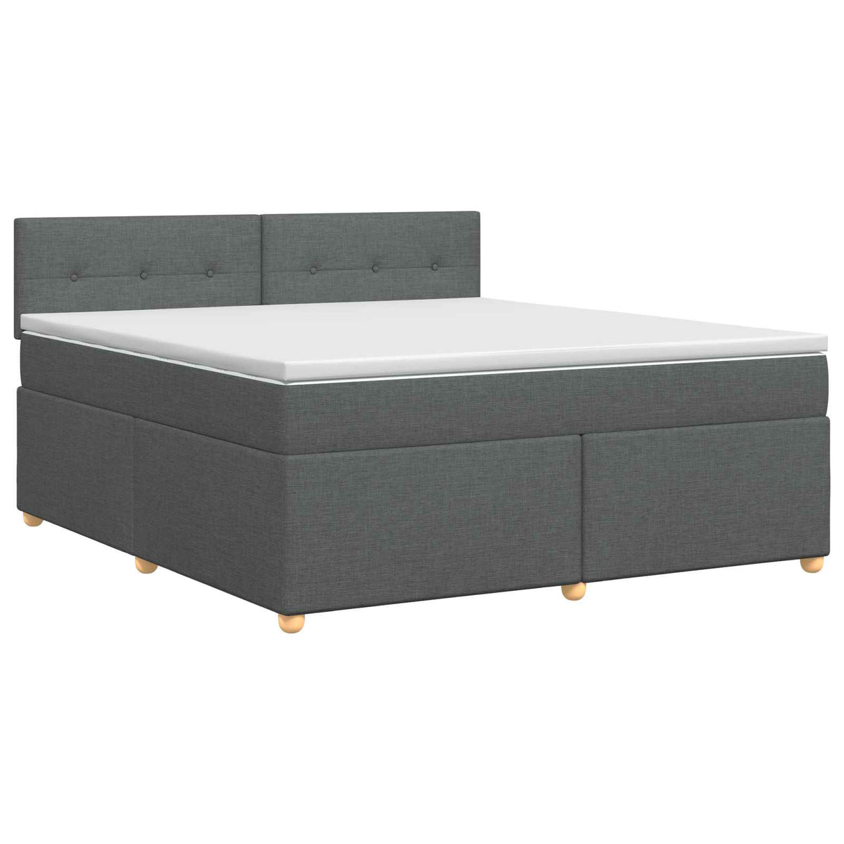 Box Spring Bed with Mattress Dark Grey 153 x 203 cm Fabric