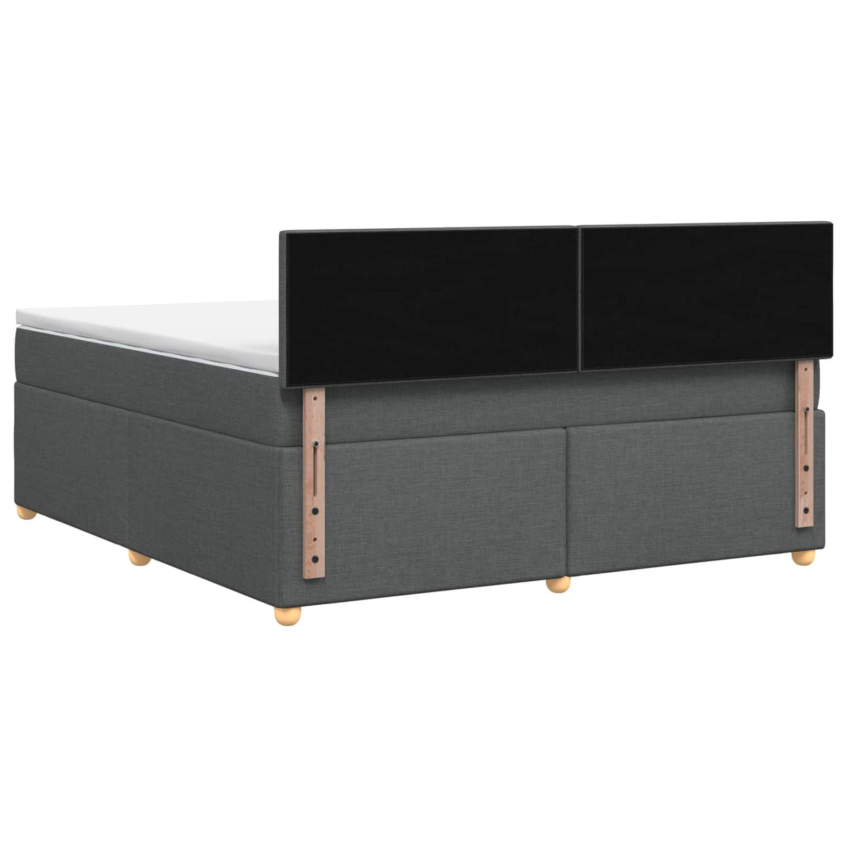 Box Spring Bed with Mattress Dark Grey 153 x 203 cm Fabric