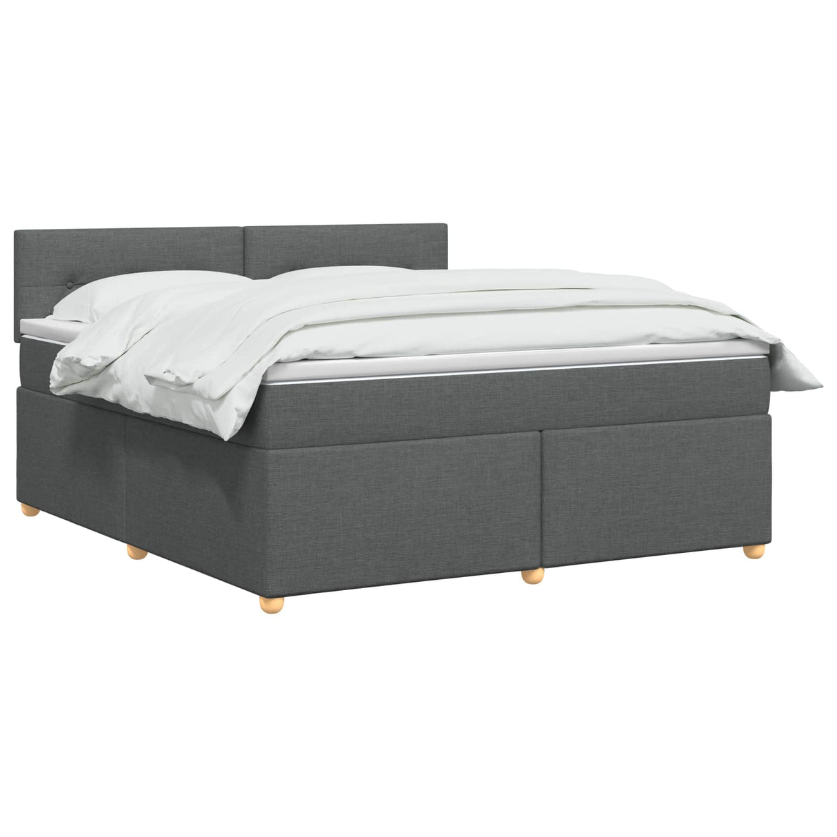 Box Spring Bed with Mattress Dark Grey 153 x 203 cm Fabric