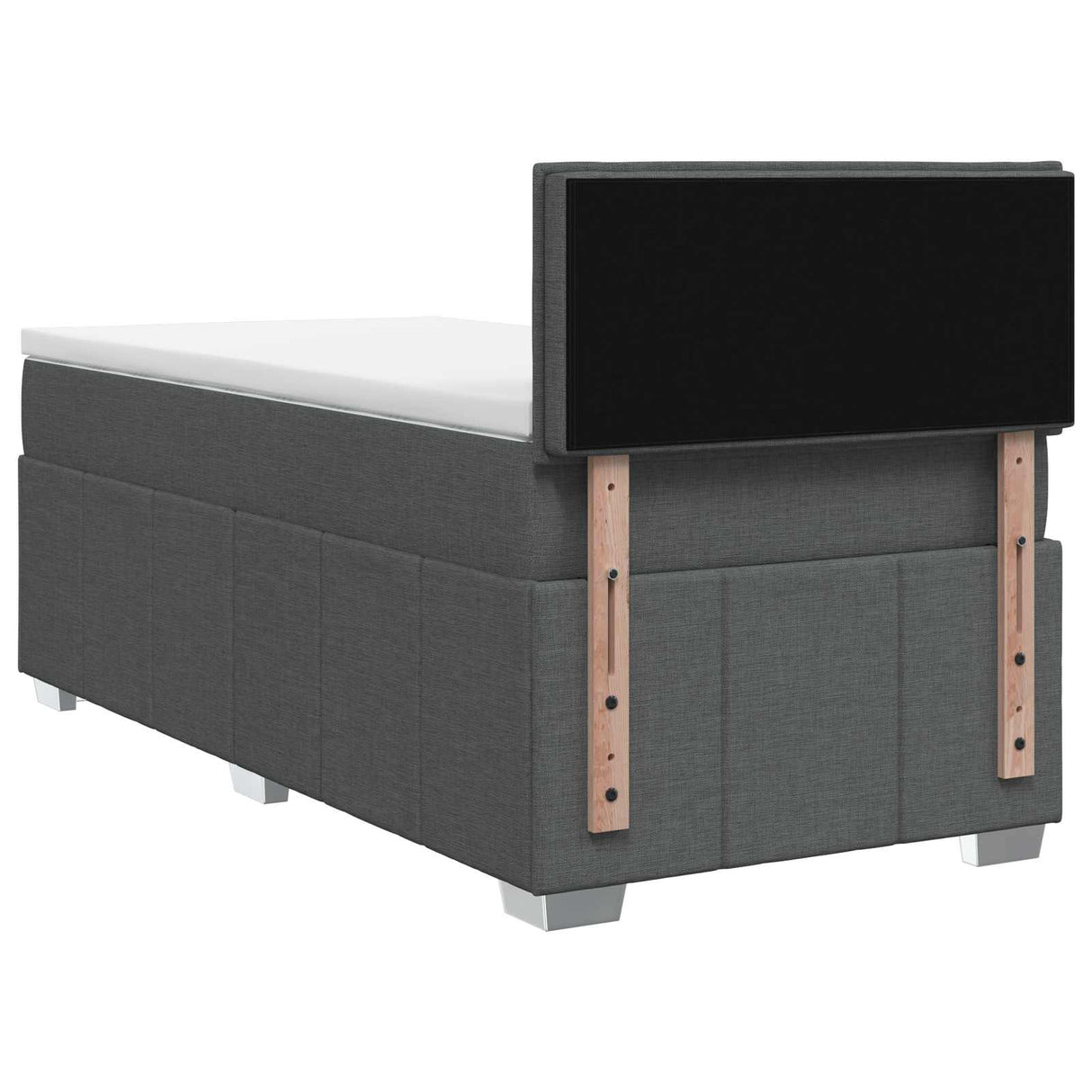 Box Spring Bed with Mattress Dark Grey 107 x 203 cm Fabric