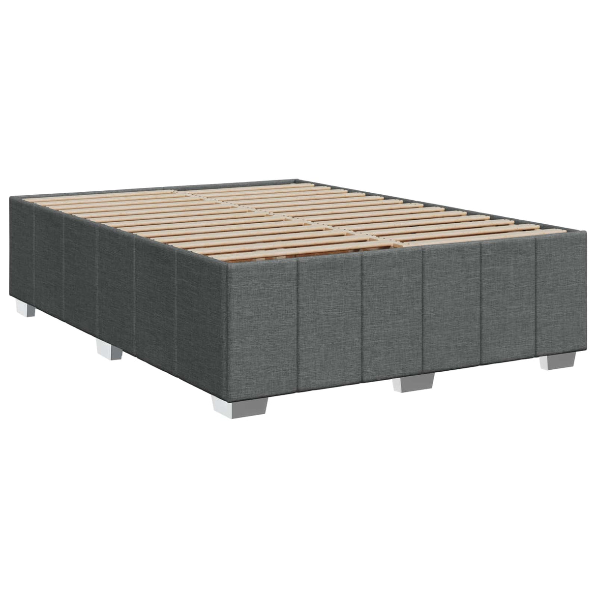 Box Spring Bed with Mattress Dark Grey 153 x 203 cm Fabric