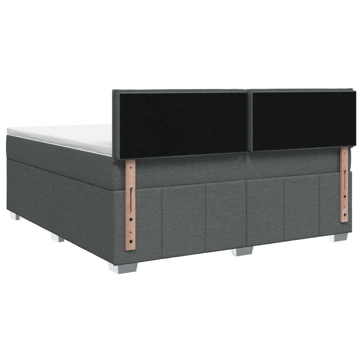 Box Spring Bed with Mattress Dark Grey 153 x 203 cm Fabric