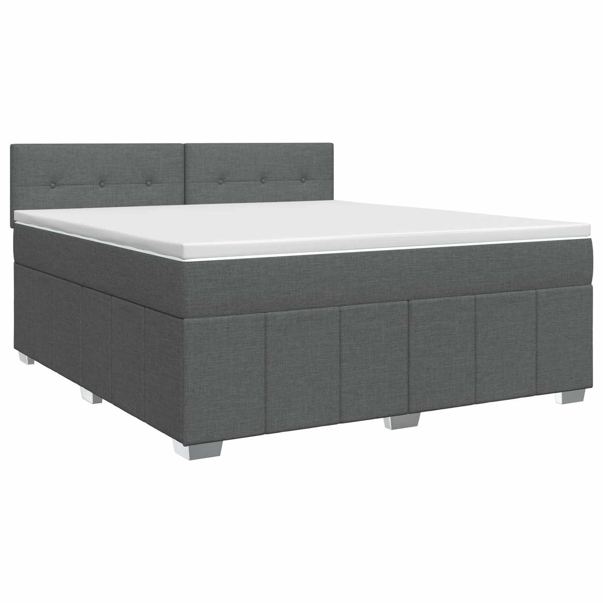 Box Spring Bed with Mattress Dark Grey 153 x 203 cm Fabric