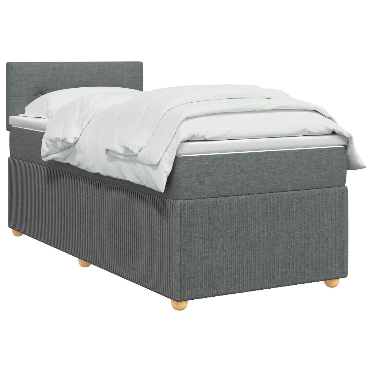 Box Spring Bed with Mattress Dark Grey 107 x 203 cm Fabric