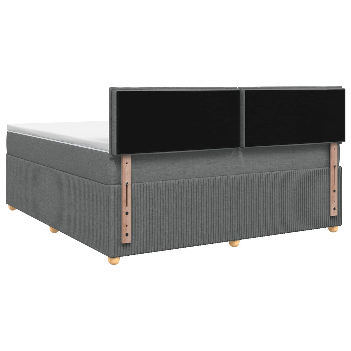Box Spring Bed with Mattress Dark Grey 153 x 203 cm Fabric