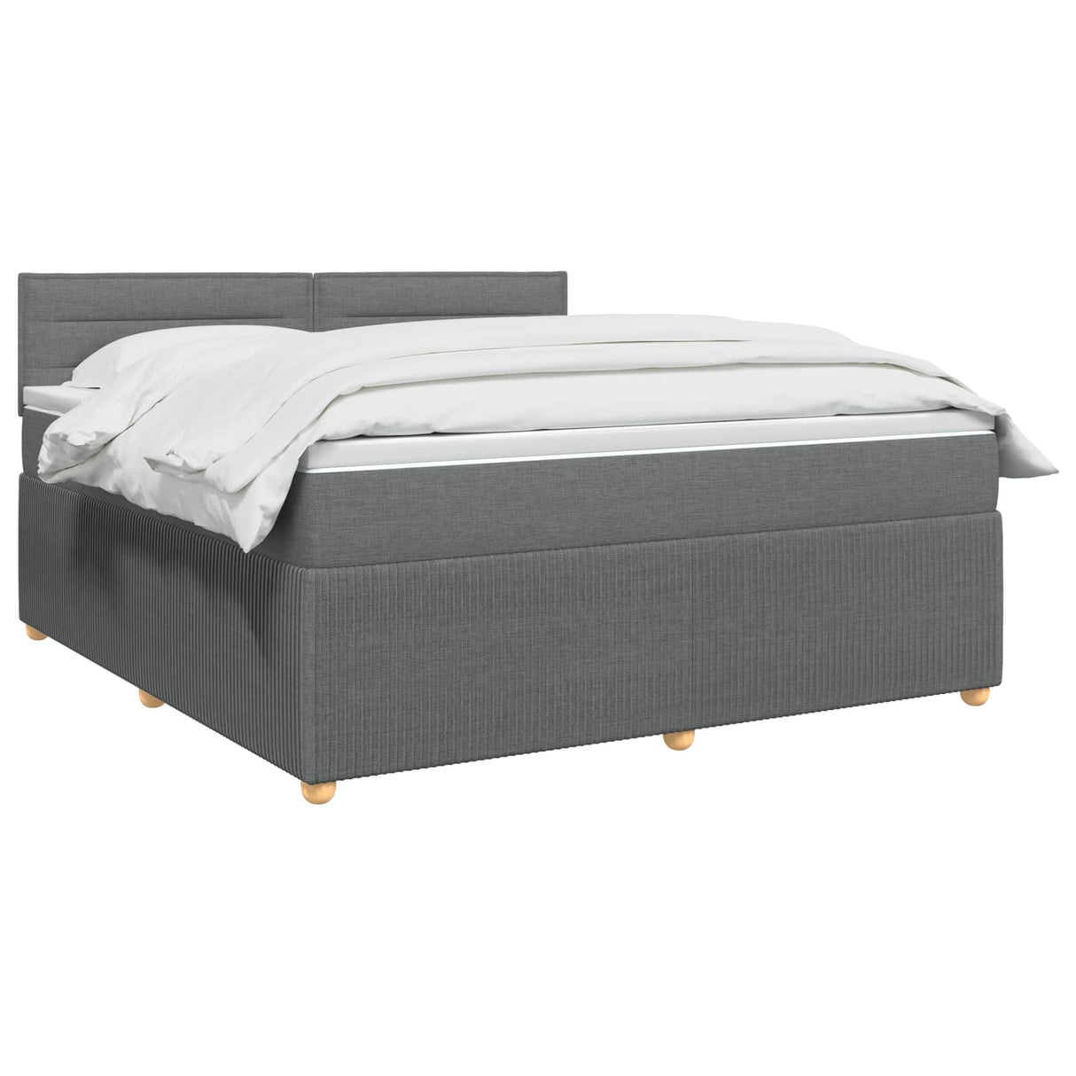 Box Spring Bed with Mattress Dark Grey 153 x 203 cm Fabric
