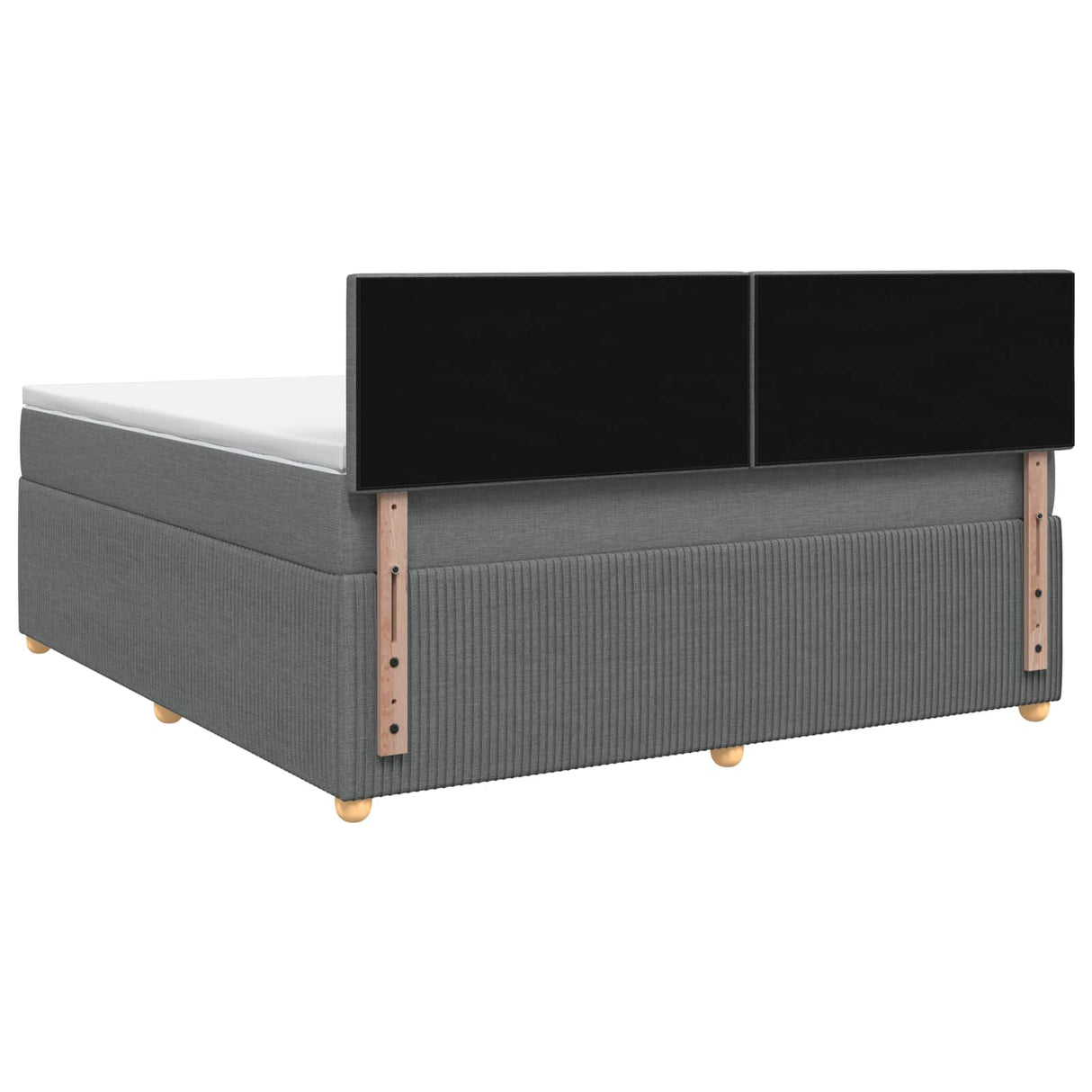 Box Spring Bed with Mattress Dark Grey 153 x 203 cm Fabric