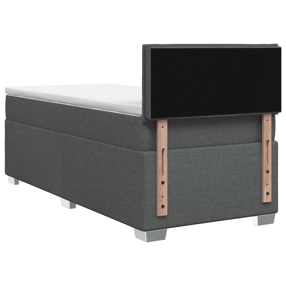 Box Spring Bed with Mattress and LED Dark Grey King Single