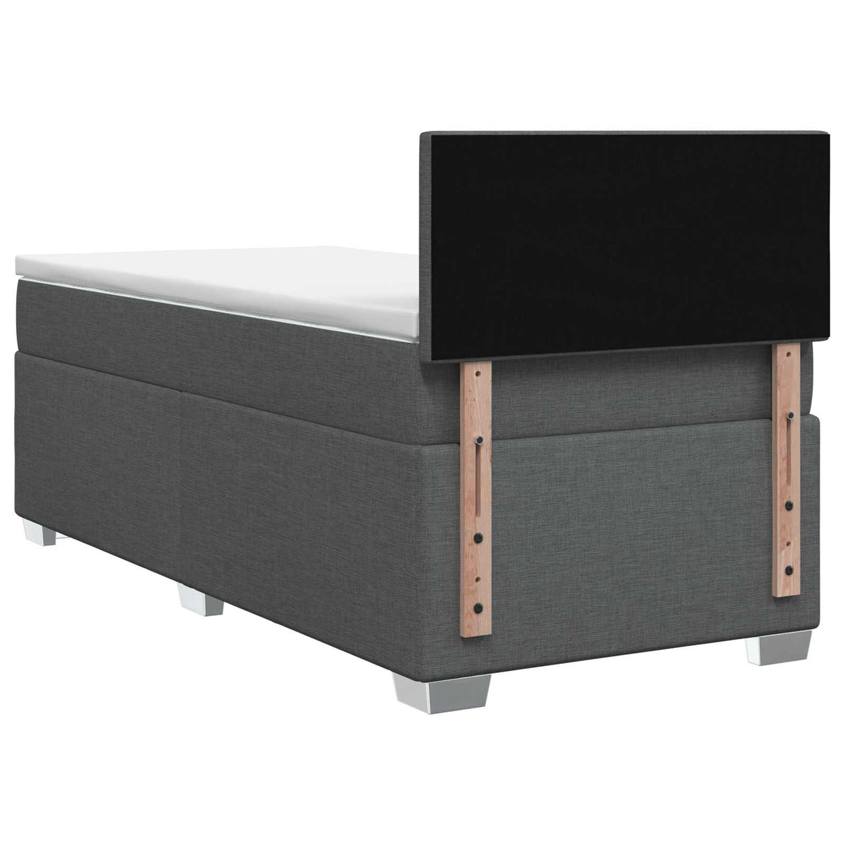 Box Spring Bed with Mattress and LED Dark Grey King Single