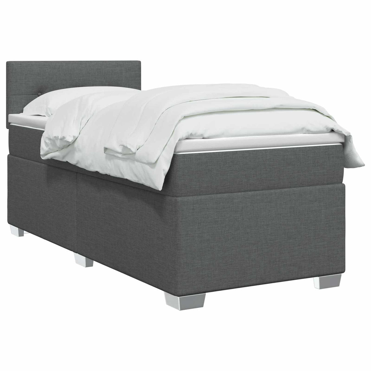 Box Spring Bed with Mattress and LED Dark Grey King Single