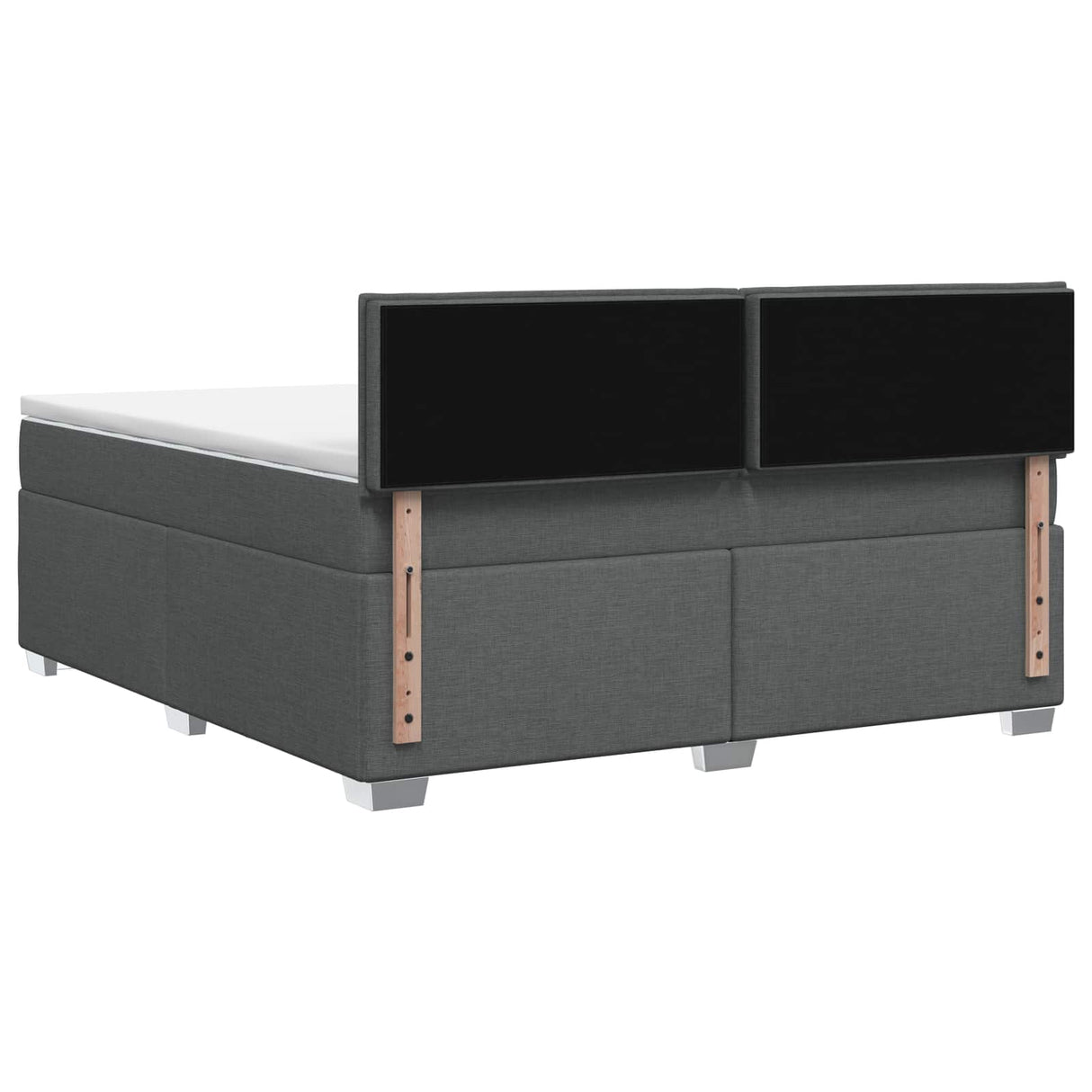 Box Spring Bed with Mattress and LED Dark Grey Double Fabric