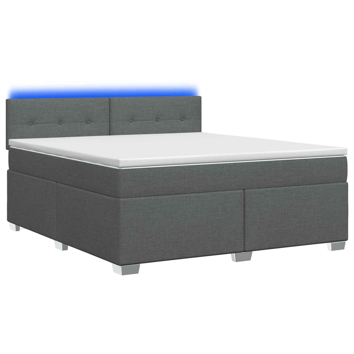 Box Spring Bed with Mattress and LED Dark Grey Queen Size AU