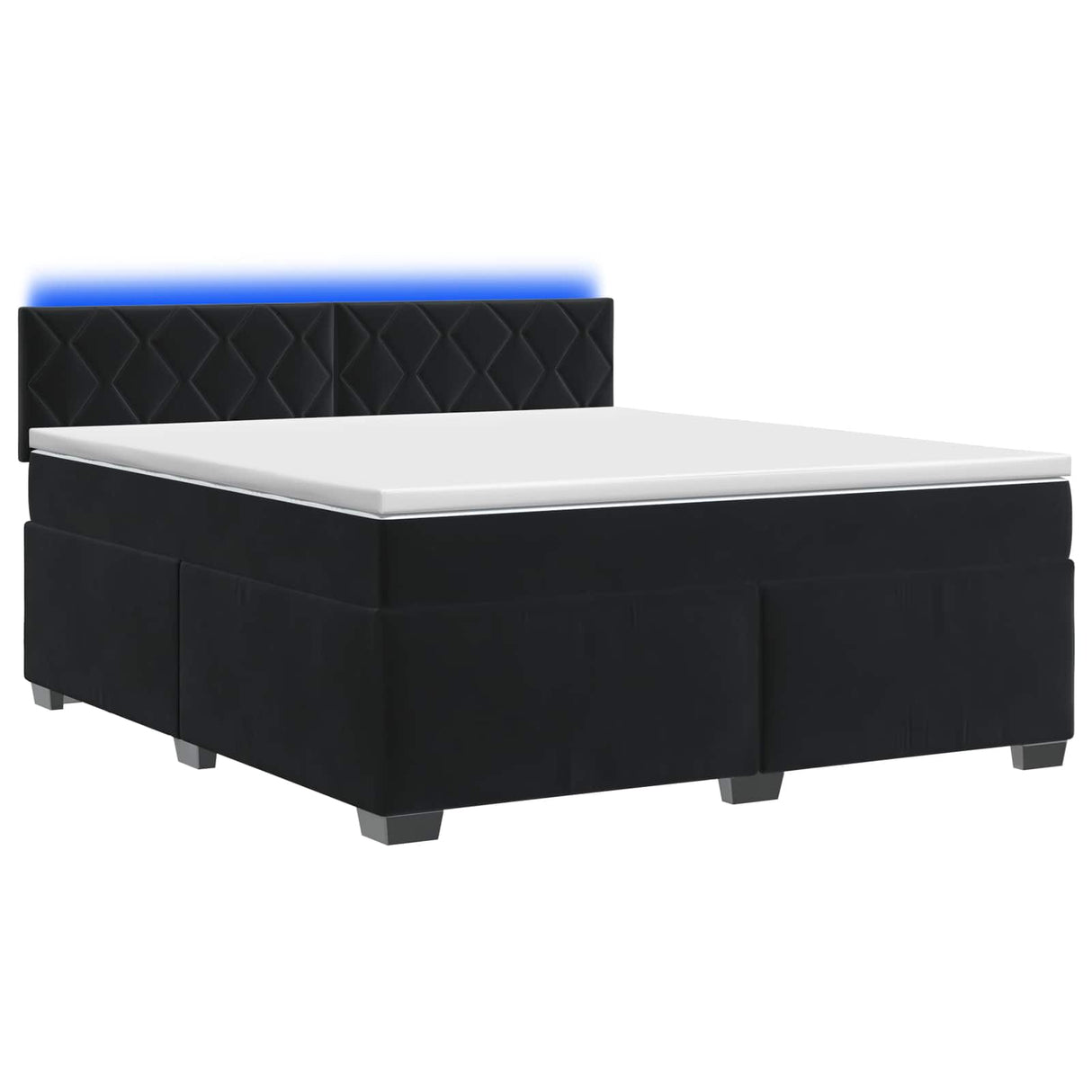 Box Spring Bed with Mattress and LED Black Double Velvet