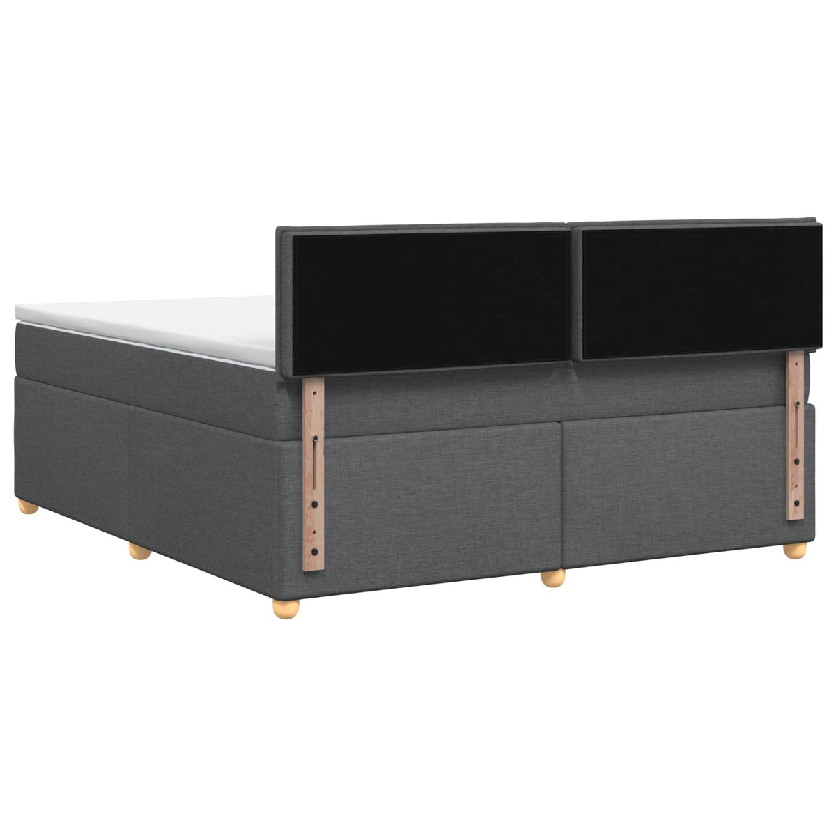 Box Spring Bed with Mattress and LED Dark Grey 140 x 190 cm
