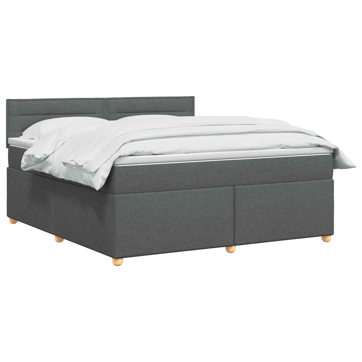 Box Spring Bed with Mattress and LED Dark Grey 140 x 190 cm