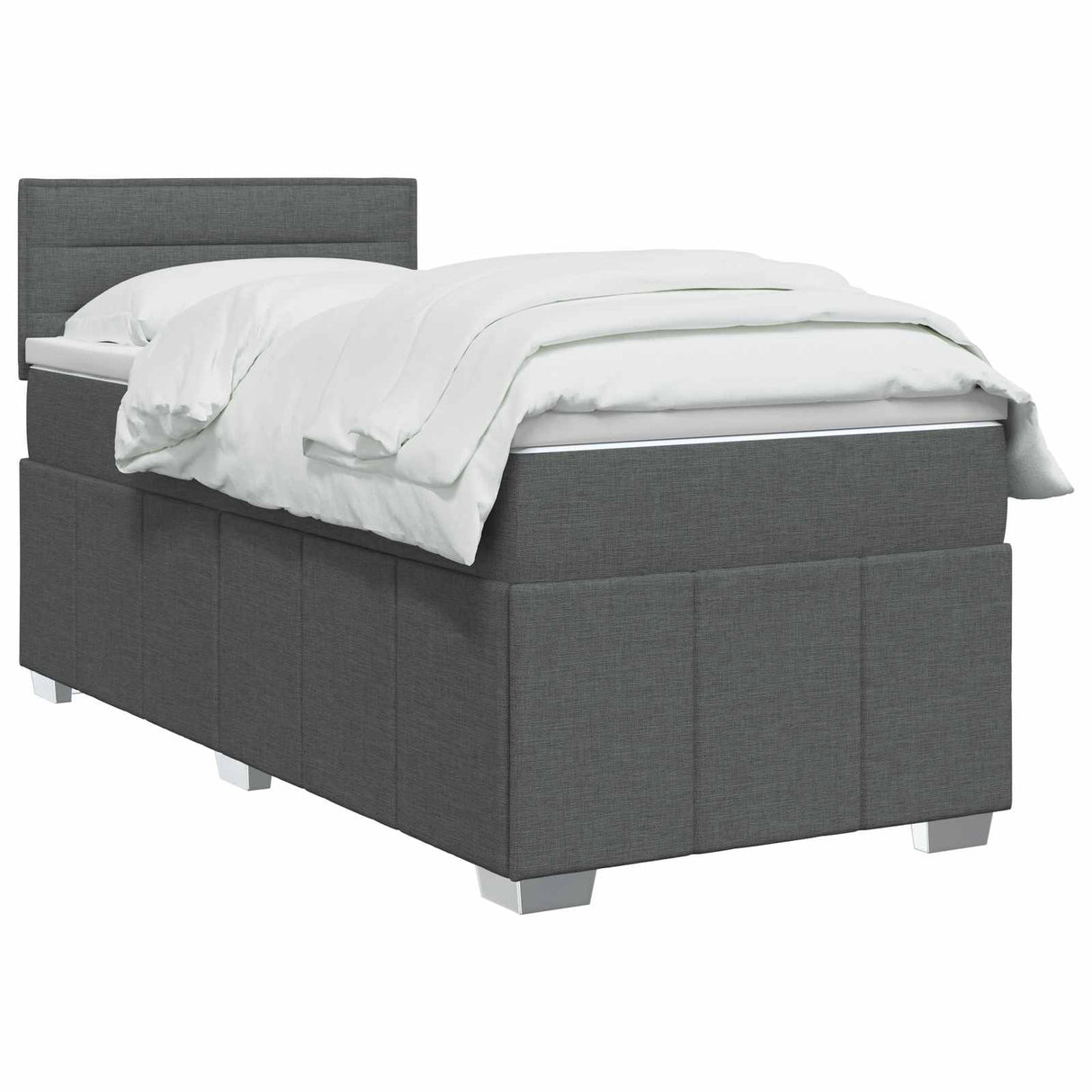 Box Spring Bed with Mattress and LED Dark Grey 107 x 203 cm