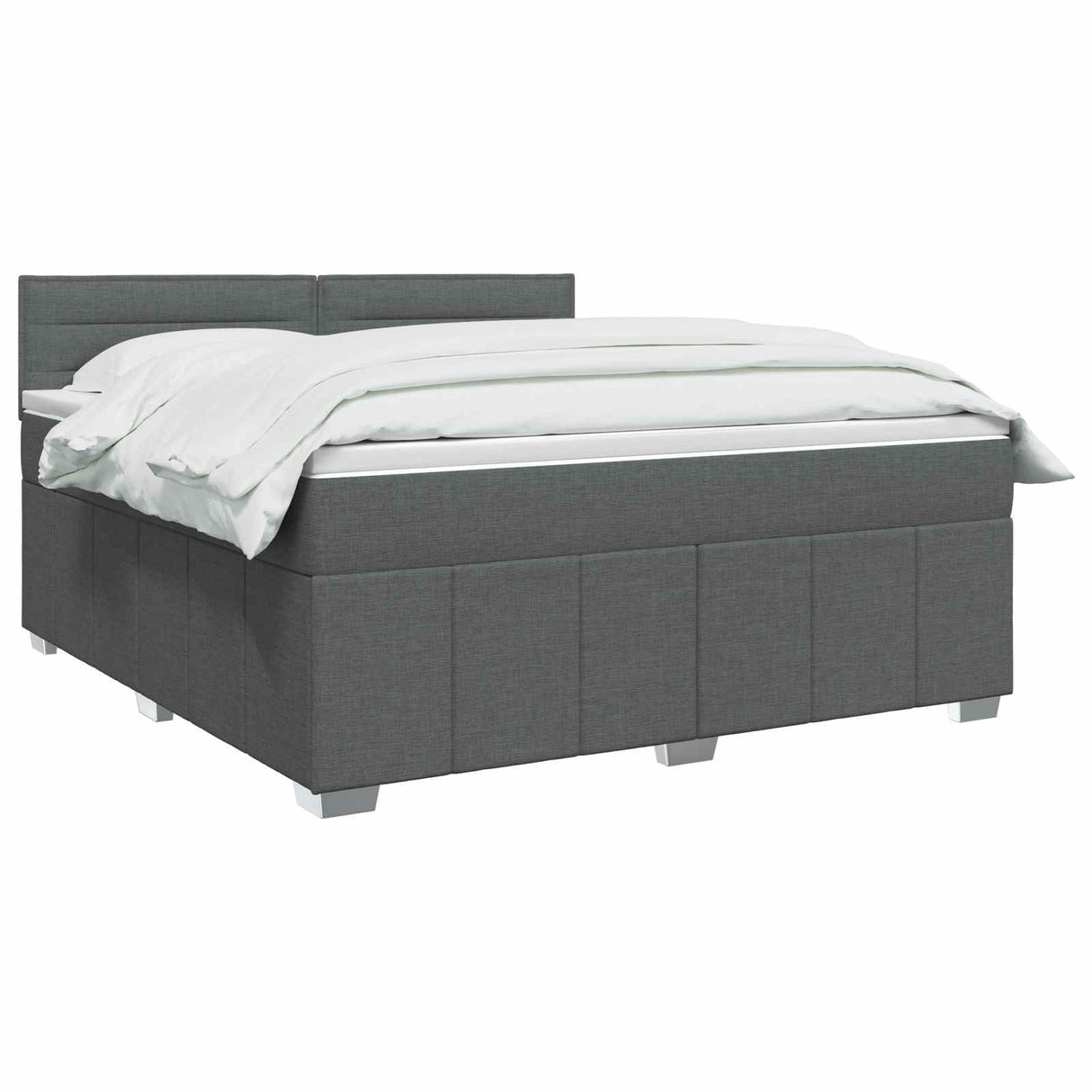 Box Spring Bed with Mattress and LED Dark Grey 140 x 190 cm